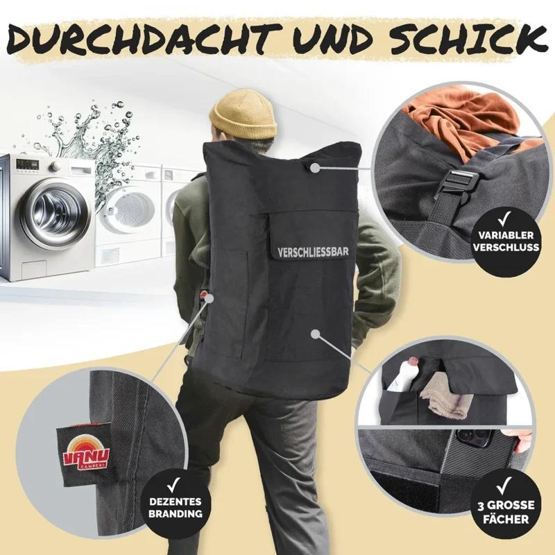 Wäschesack Camping Schwarz – Bild 4